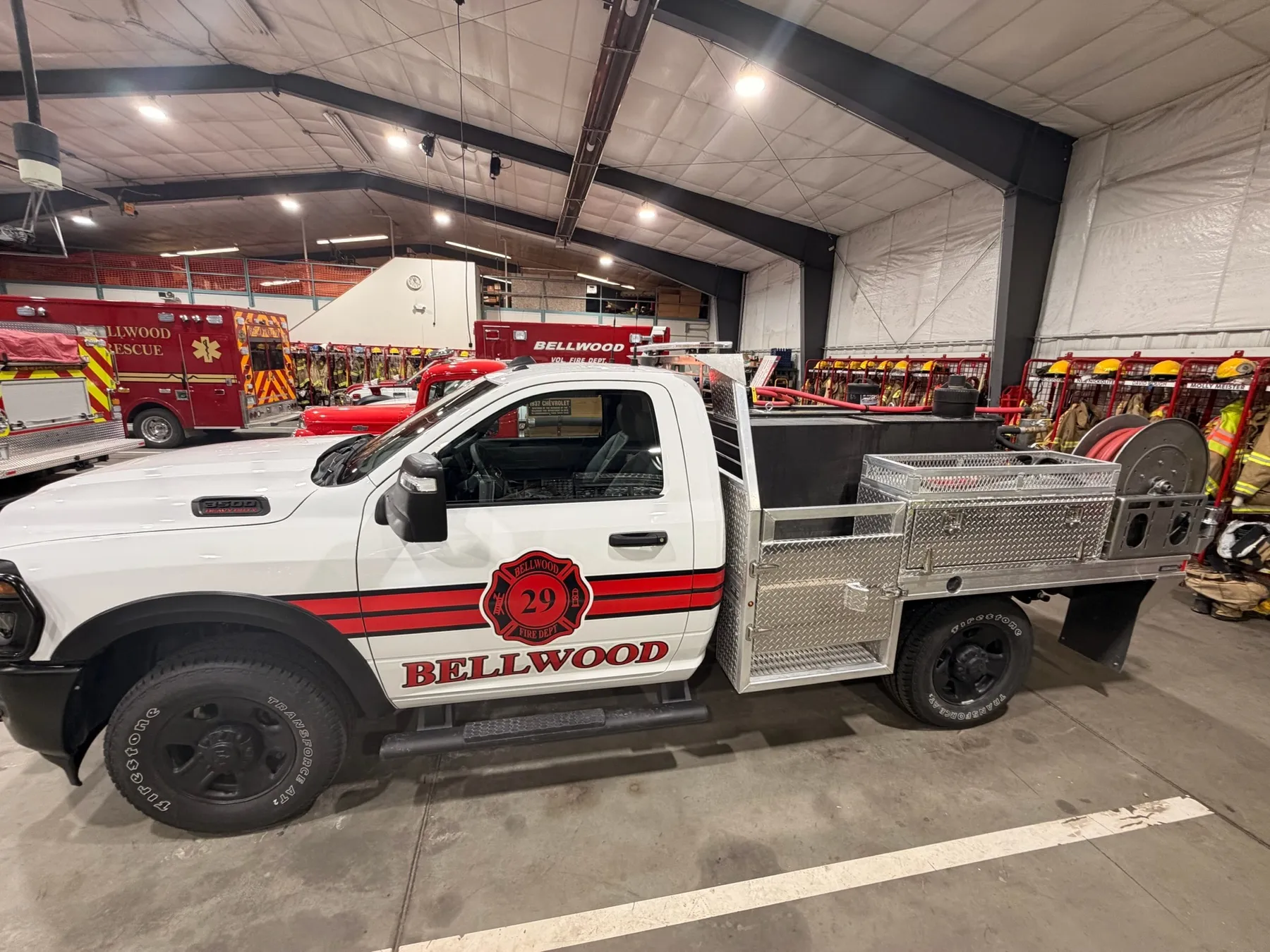 Bellwood fire department flatbed utility truck built by Elite Vehicle Outfitters