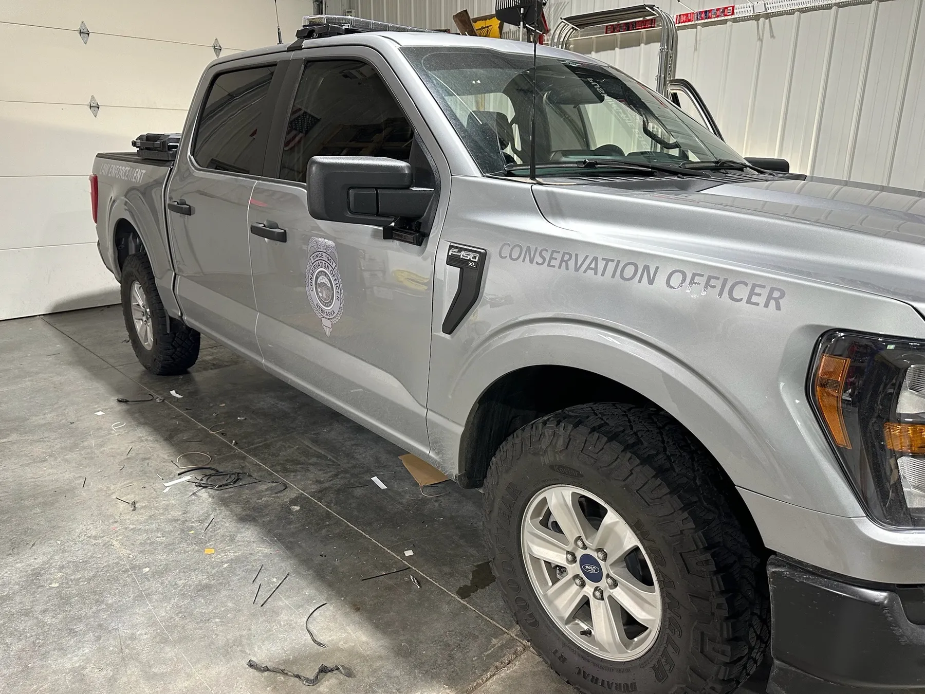 Silver Ford F-150 Conservation Officer truck built by Elite Vehicle Outfitters
