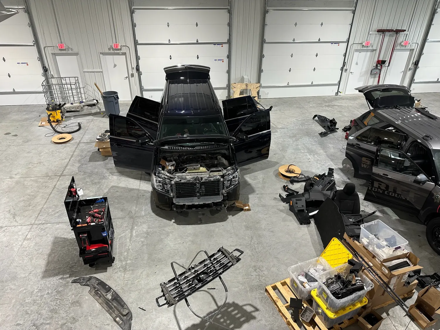 Inside the Elite Vehicle Outfitters shop in Waterloo, Nebraska