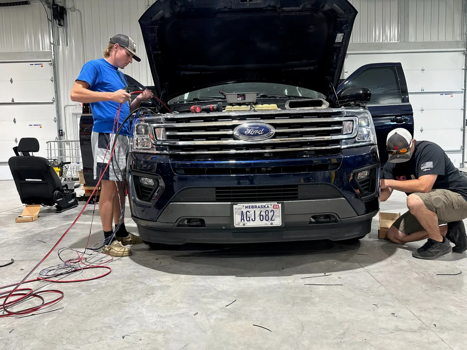 Inside the Elite Vehicle Outfitters shop in Waterloo, Nebraska