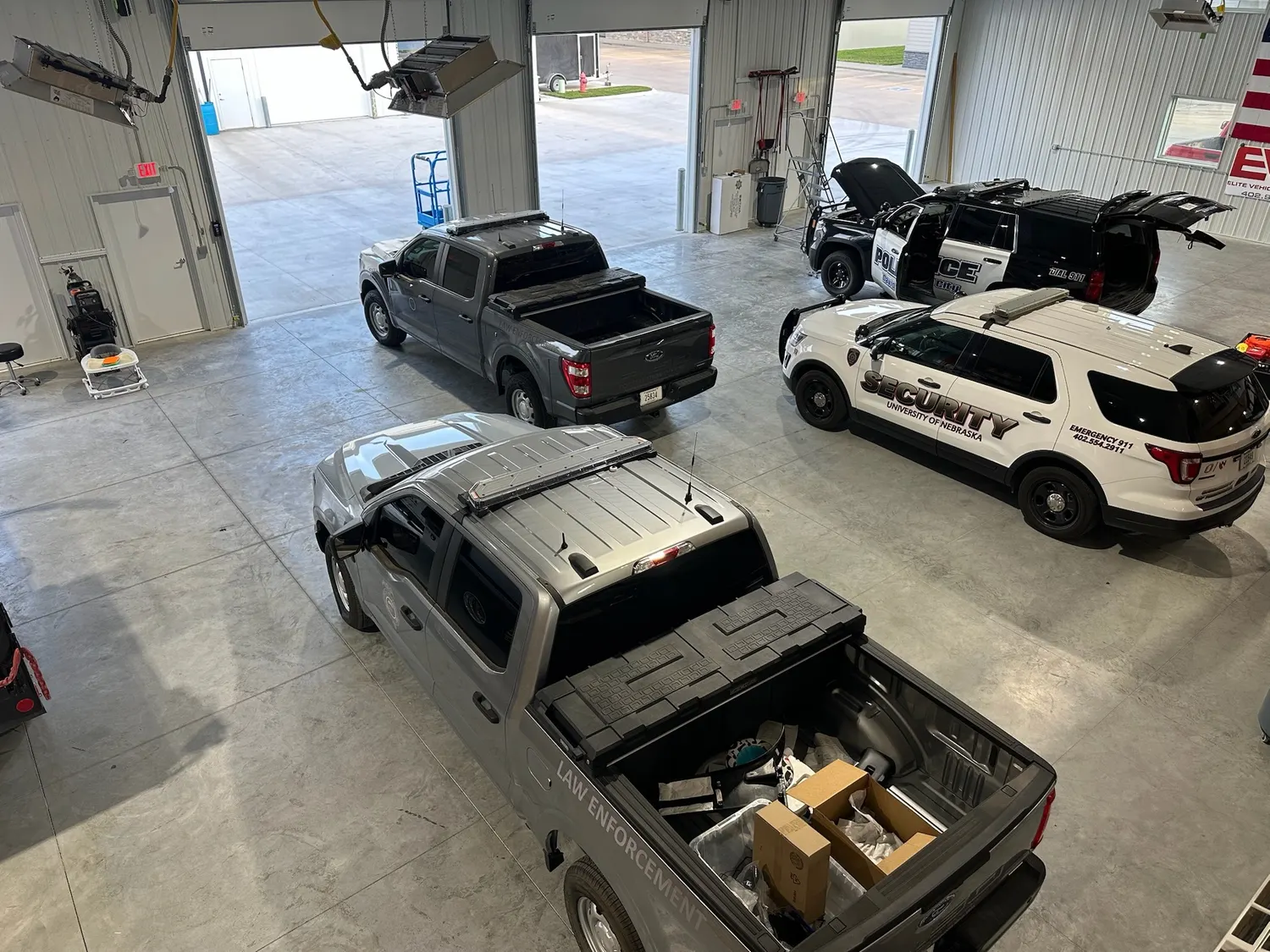 Inside the Elite Vehicle Outfitters shop in Waterloo, Nebraska
