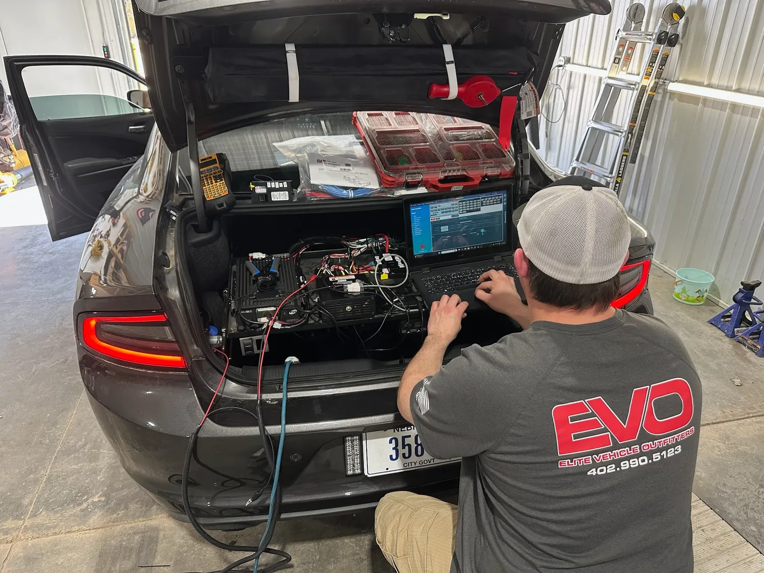 Inside the Elite Vehicle Outfitters shop in Waterloo, Nebraska