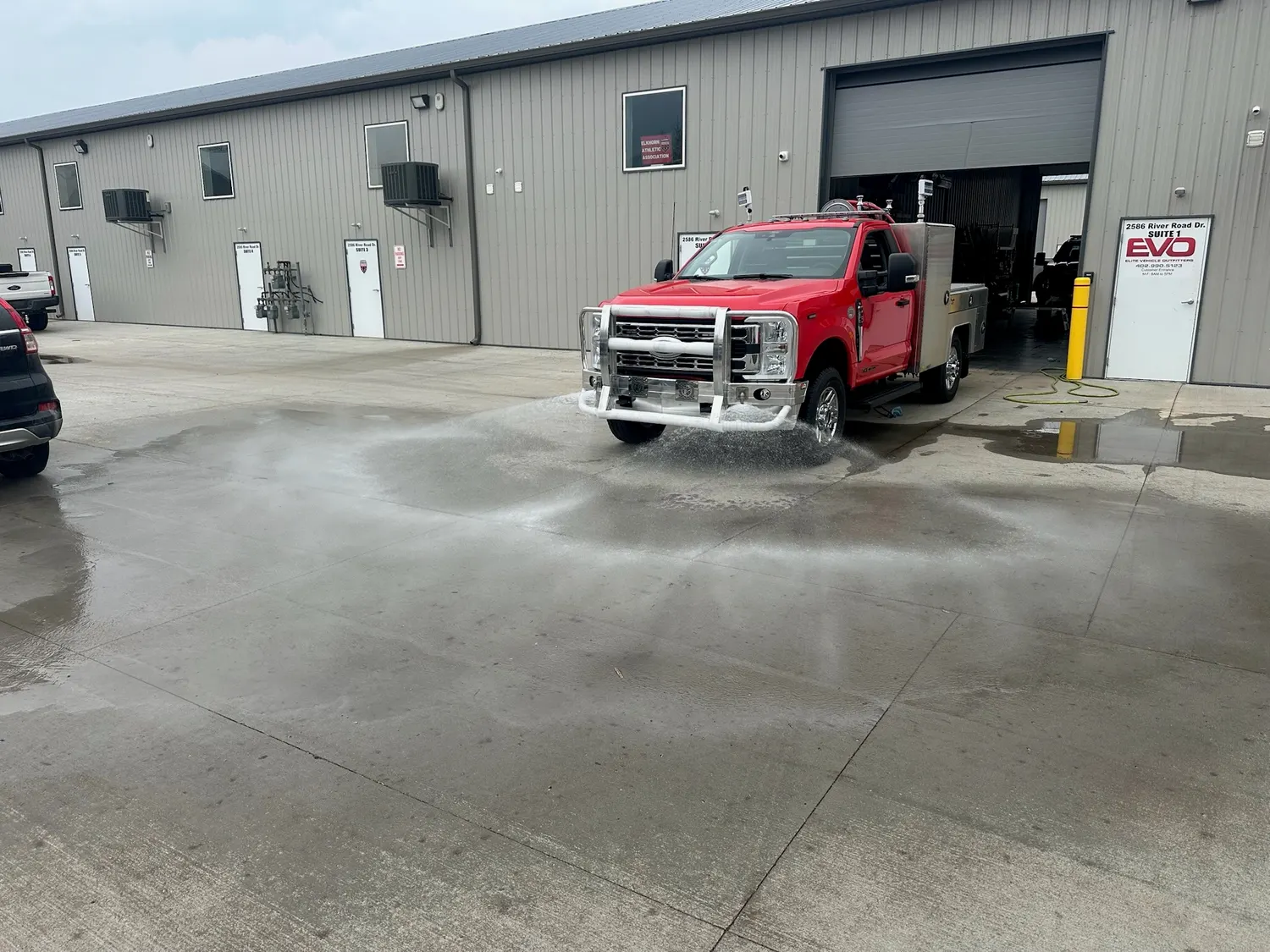 Inside the Elite Vehicle Outfitters shop in Waterloo, Nebraska