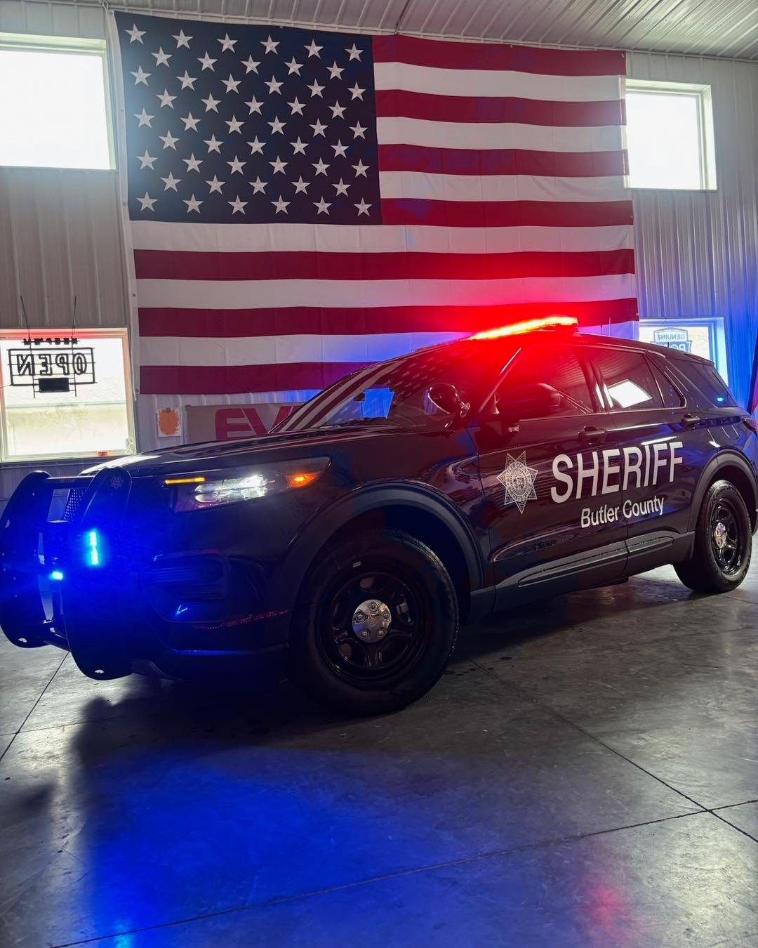 Butler County Sheriff emergency response SUV outfitted with lighting and safety equipment