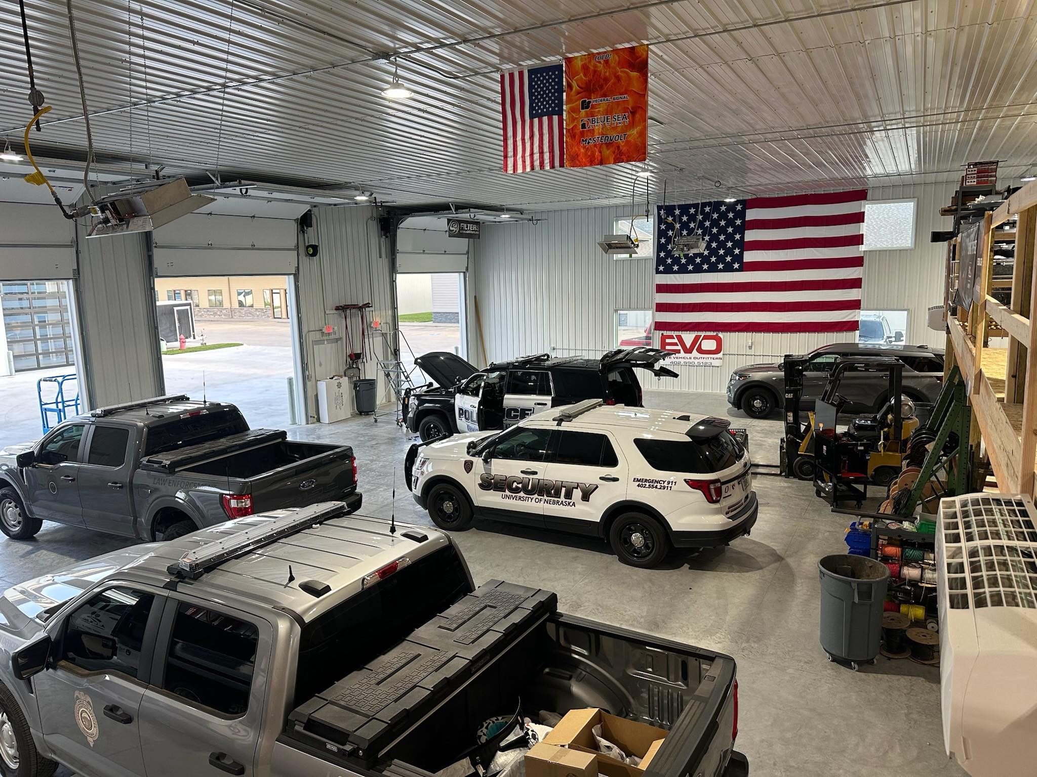 Fleet and police vehicle upfitting shop in Waterloo Nebraska operated by Elite Vehicle Outfitters