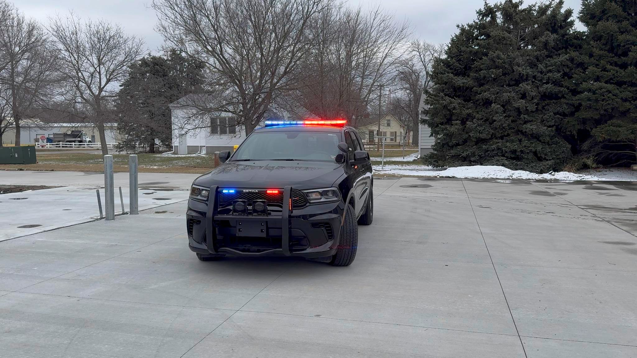 Police Dodge Durango PPV with full emergency lighting package installed by Elite Vehicle Outfitters